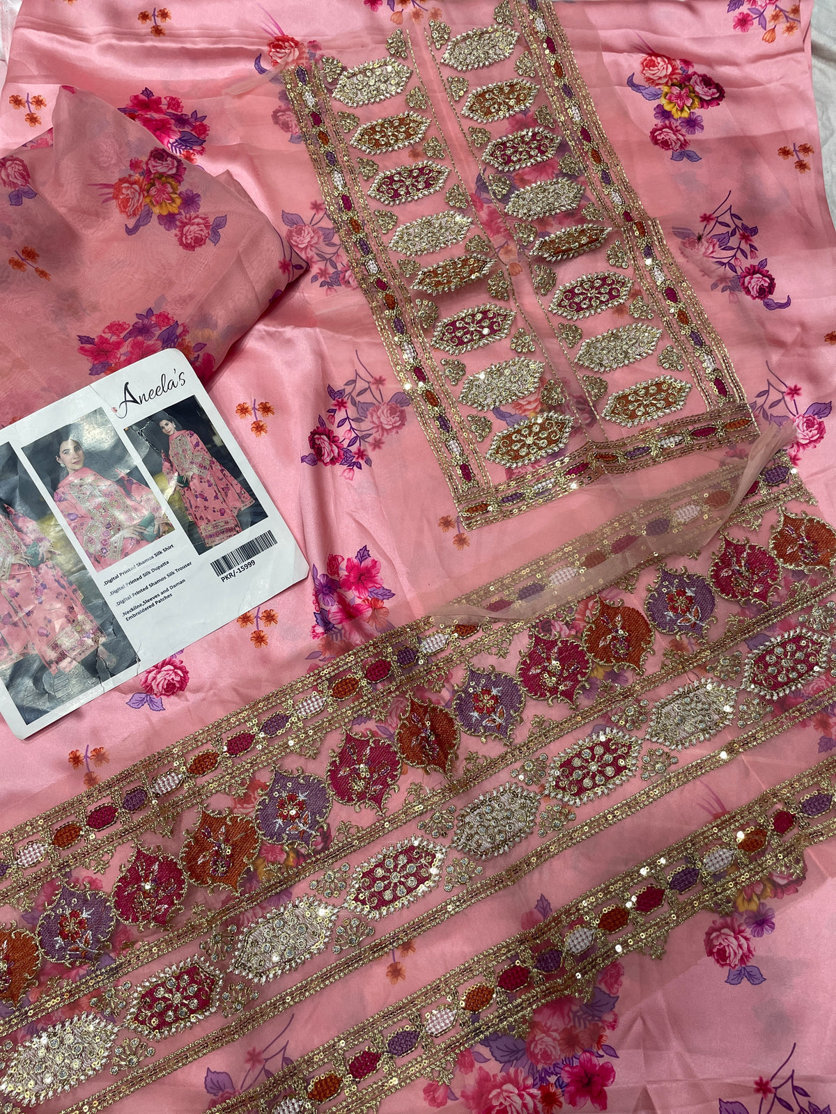 ANEELA’S PRINTED 3 PIECE SILK ARTICLE