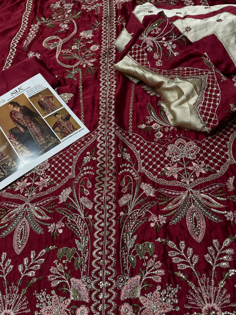 ETHNIC EMBROIDERED 2 PIECE SILK DRESS