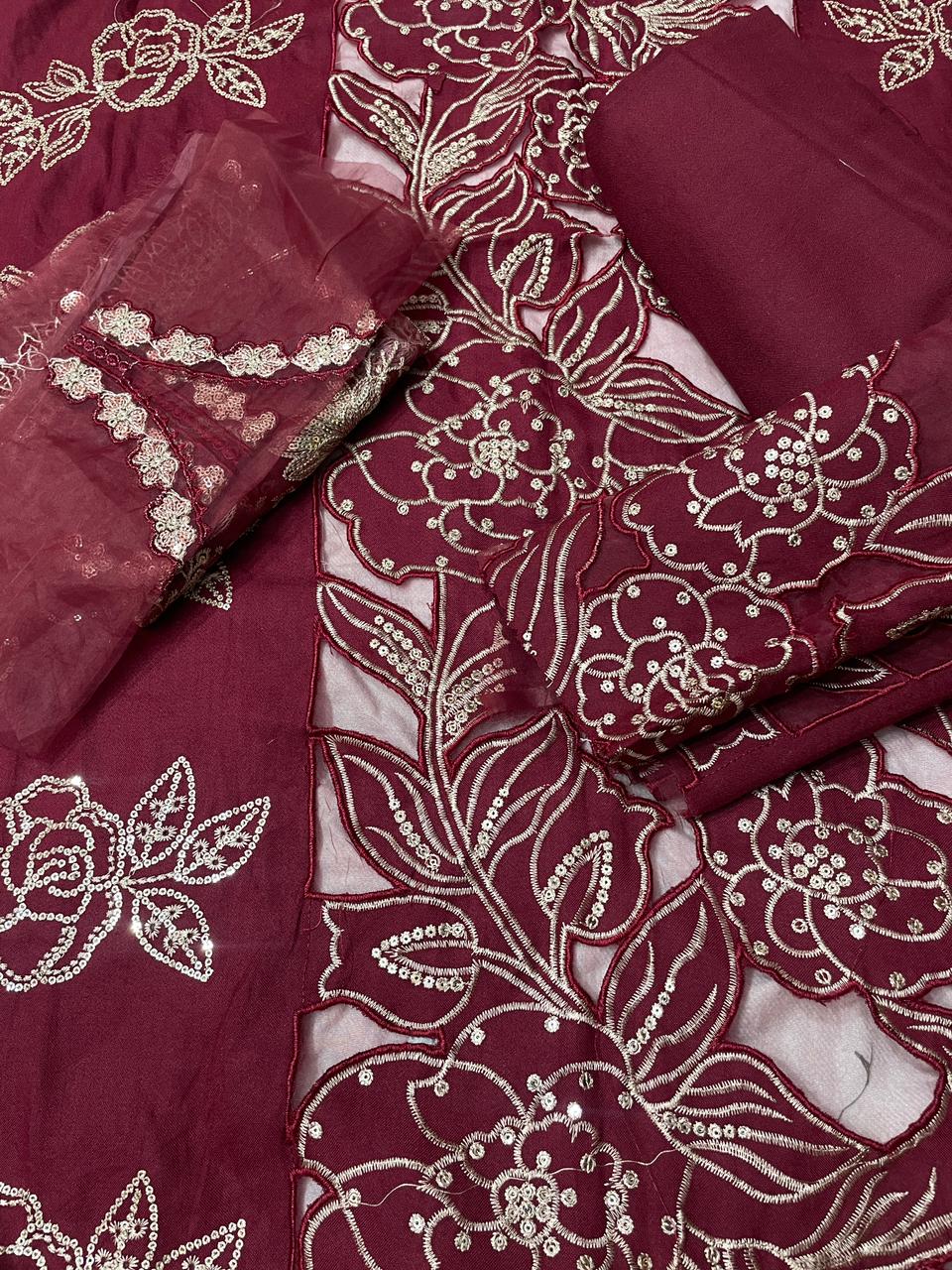 DHANAK EMBROIDERED LAZER WORK 2 PIECE ARTICLE