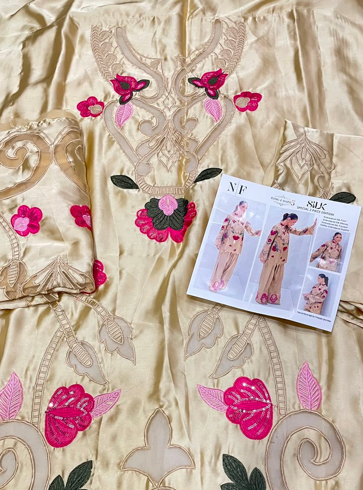ETHNIC SILK LAZER WORK 2 PIECE KAFTAN