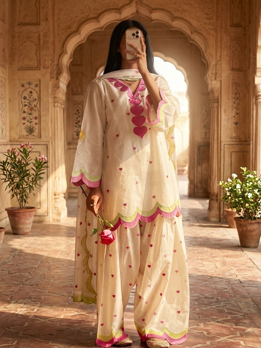 LAAM MOST TRENDING 3 PIECE SILK EMBROIDERED ARTICLE