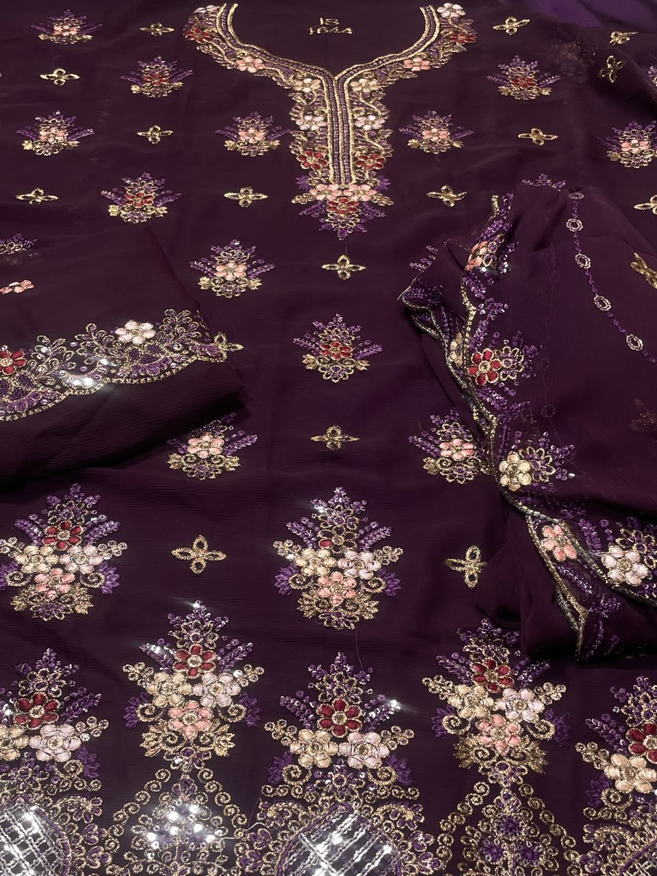 PURE CHIFFON EMBROIDERED 3 PIECE ARTICLE