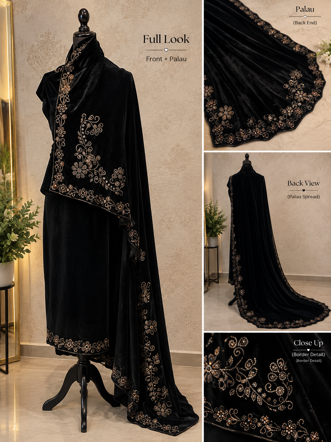 VELVET MUKESH WORK SHAWL
